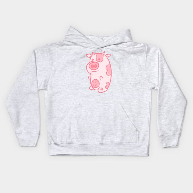 Strawberry Milkshake Pink Cow Kids Hoodie by RoserinArt